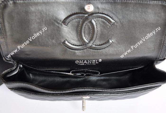 Chanel A1112 caviar lambskin classic flap handbag black bag 5712