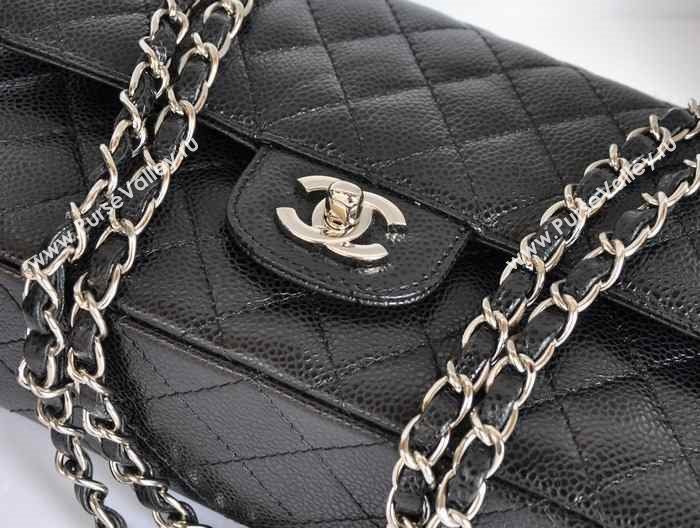 Chanel A1112 caviar lambskin classic flap handbag black bag 5712