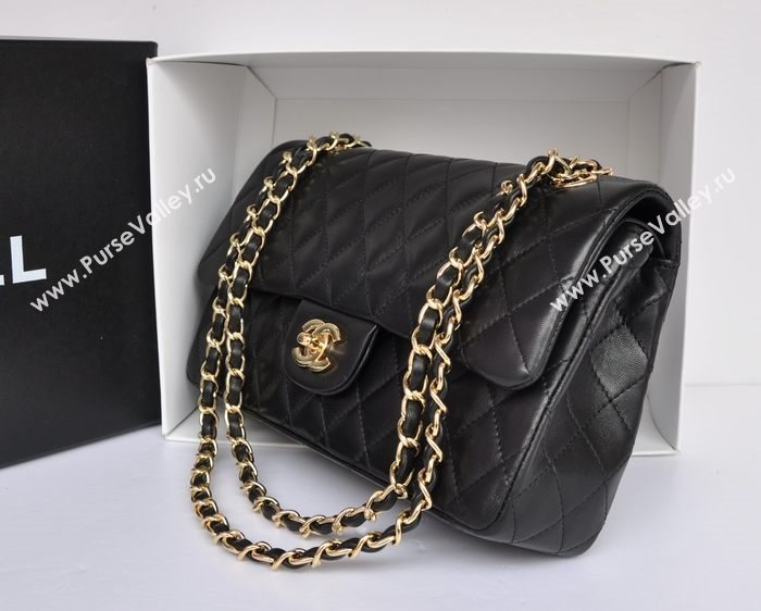 Chanel A1112 lambskin classic flap handbag black bag 5713