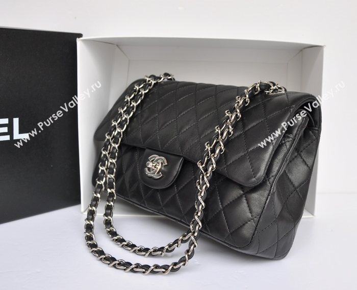 Chanel A1112 lambskin classic flap handbag black bag 5715