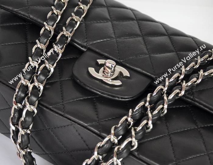 Chanel A1112 lambskin classic flap handbag black bag 5715