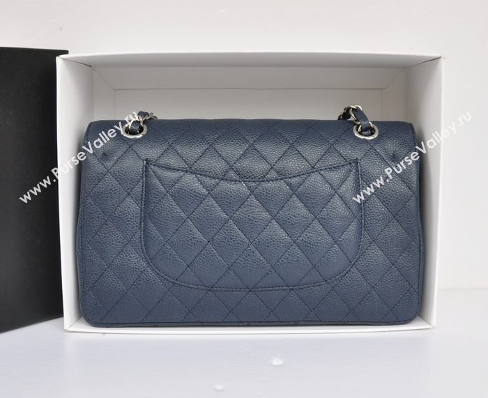 Chanel A1112 caviar lambskin classic flap handbag blue bag 5716