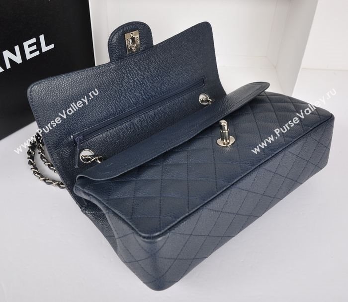 Chanel A1112 caviar lambskin classic flap handbag blue bag 5716