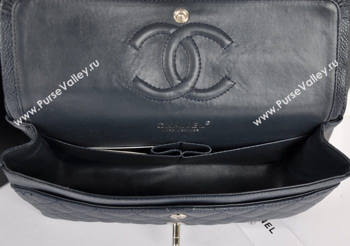 Chanel A1112 caviar lambskin classic flap handbag blue bag 5716