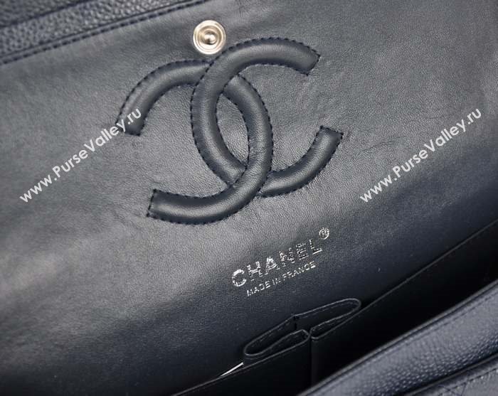 Chanel A1112 caviar lambskin classic flap handbag blue bag 5716