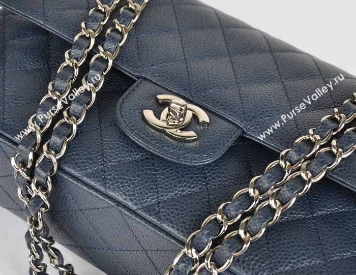 Chanel A1112 caviar lambskin classic flap handbag blue bag 5716