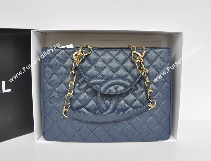 Chanel A36092 caviar lambskin GST shopping handbag blue bag 5718