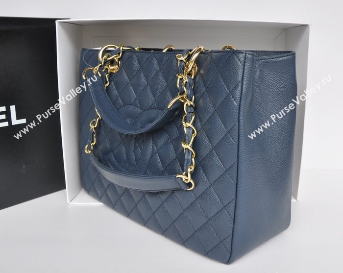 Chanel A36092 caviar lambskin GST shopping handbag blue bag 5718