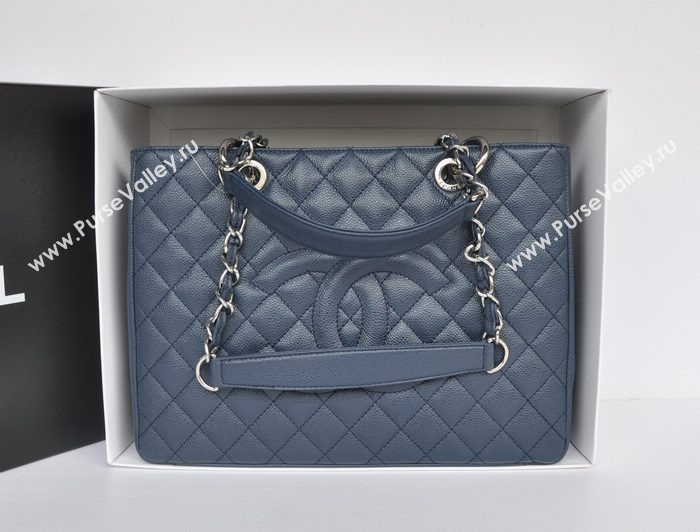 Chanel A36092 caviar lambskin GST shopping handbag blue bag 5719