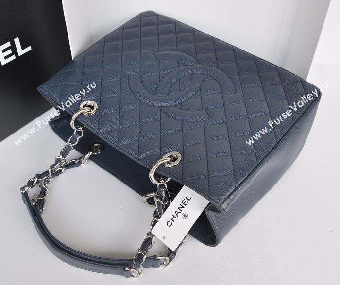 Chanel A36092 caviar lambskin GST shopping handbag blue bag 5719