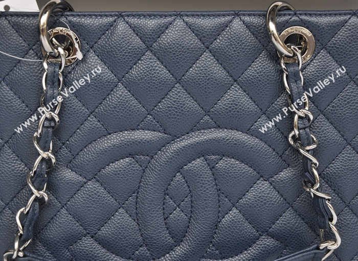 Chanel A36092 caviar lambskin GST shopping handbag blue bag 5719