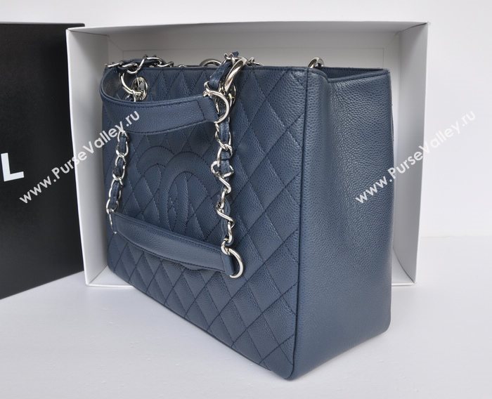 Chanel A36092 caviar lambskin GST shopping handbag blue bag 5719