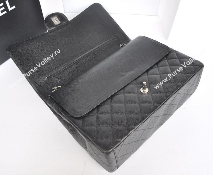 chaneI A36098 maxi caviar lambskin classic flap handbag black bag 5720