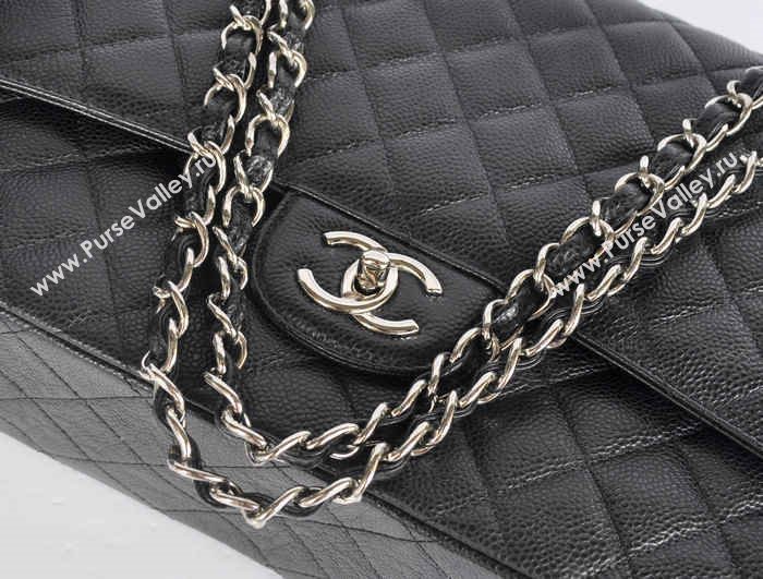 Chanel A36098 maxi caviar lambskin classic flap handbag black bag 5720