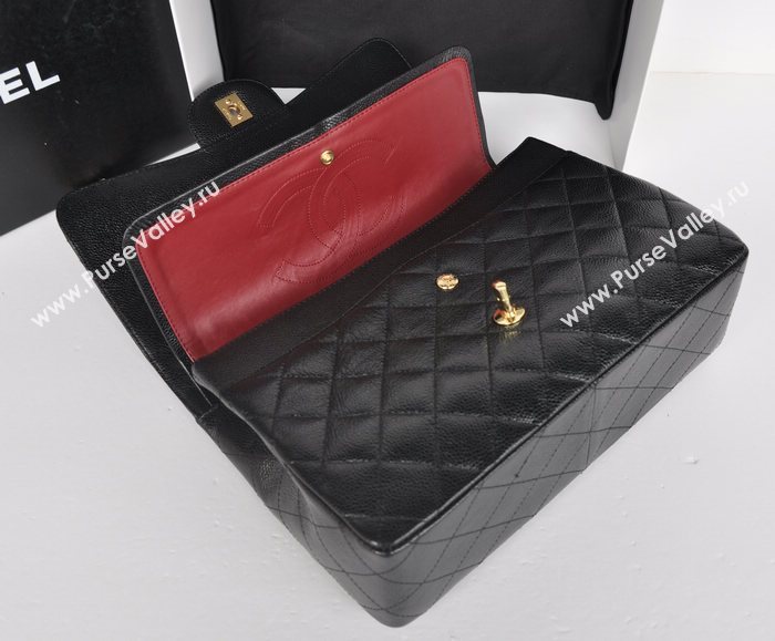 Chanel A36097 large caviar lambskin classic flap handbag black bag 5721