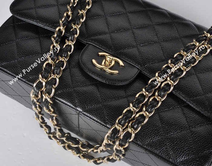 Chanel A36097 large caviar lambskin classic flap handbag black bag 5721