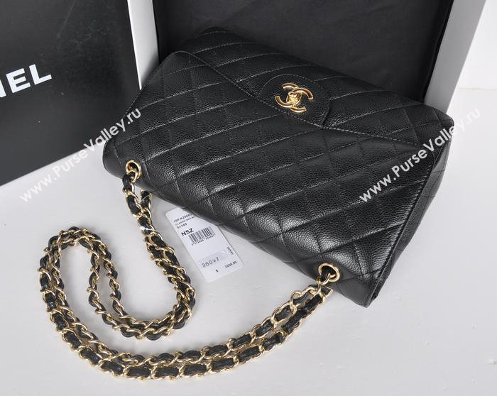 Chanel A36097 large caviar lambskin classic flap handbag black bag 5721