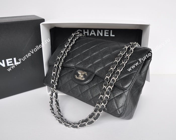 Chanel A36097 large caviar lambskin classic flap handbag black bag 5722