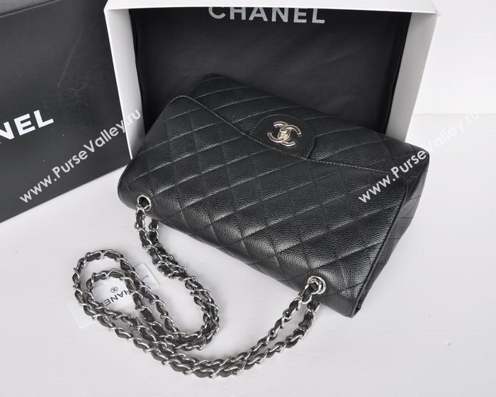 Chanel A36097 large caviar lambskin classic flap handbag black bag 5722