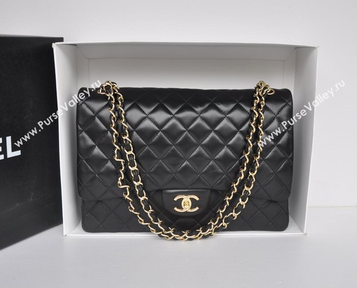 Chanel A36098 maxi lambskin classic flap handbag black bag 5725