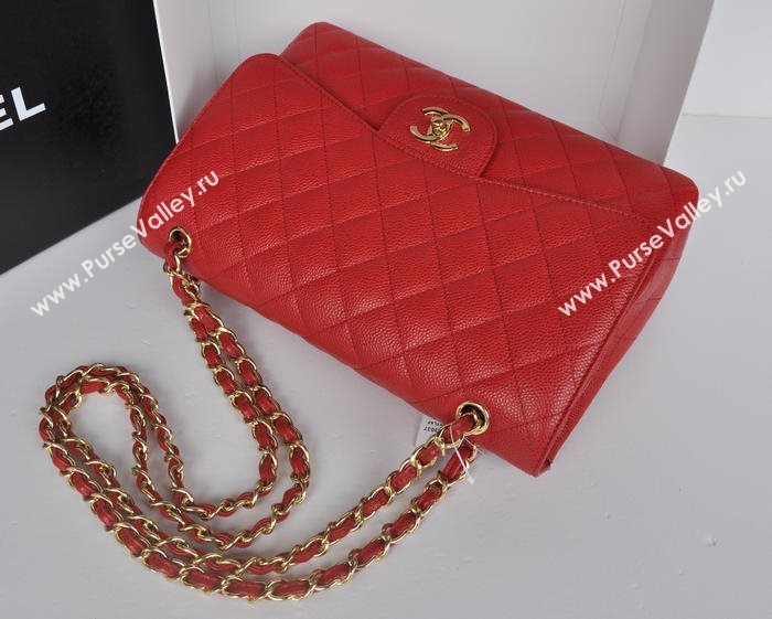 Chanel A36097 large caviar lambskin classic flap handbag red bag 5726