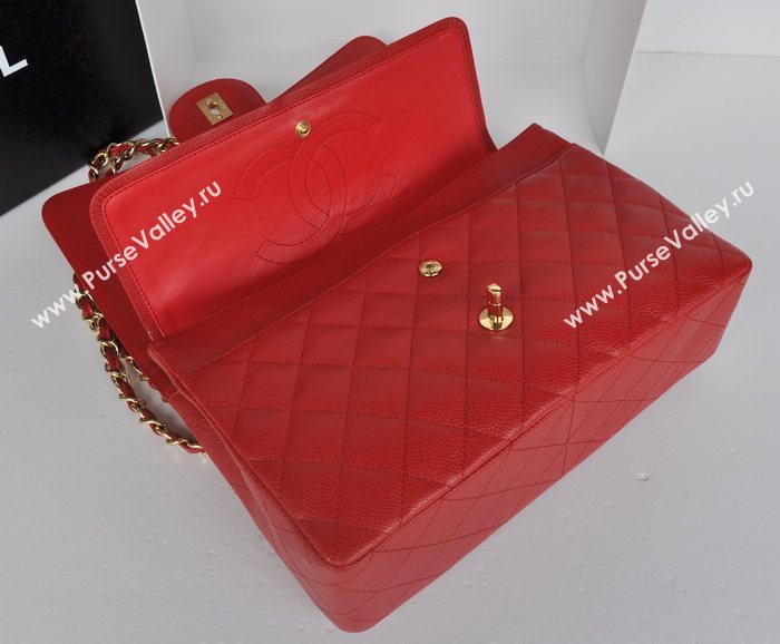 Chanel A36097 large caviar lambskin classic flap handbag red bag 5726