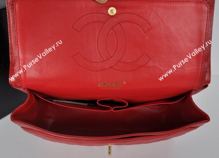 Chanel A36097 large caviar lambskin classic flap handbag red bag 5726