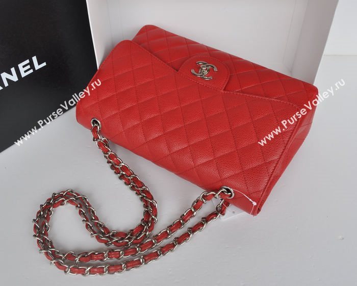 Chanel A36097 large caviar lambskin classic flap handbag red bag 5727