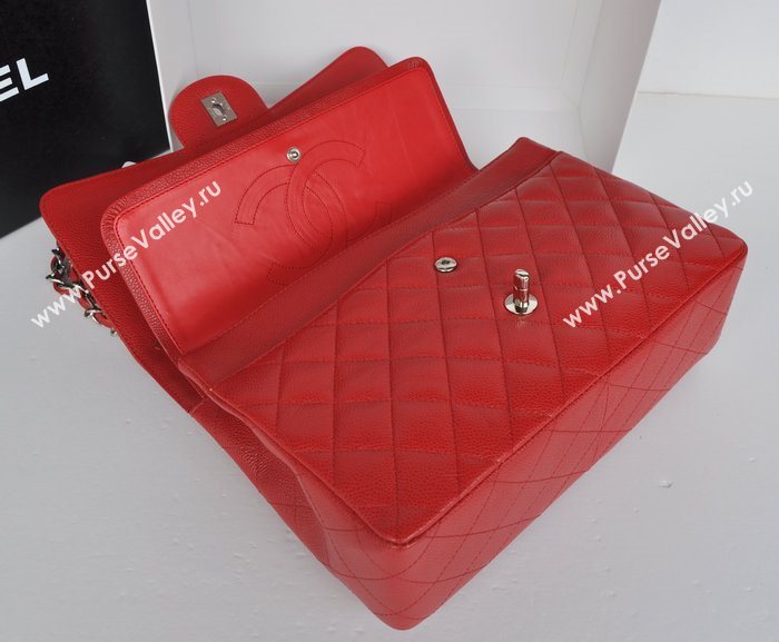 Chanel A36097 large caviar lambskin classic flap handbag red bag 5727