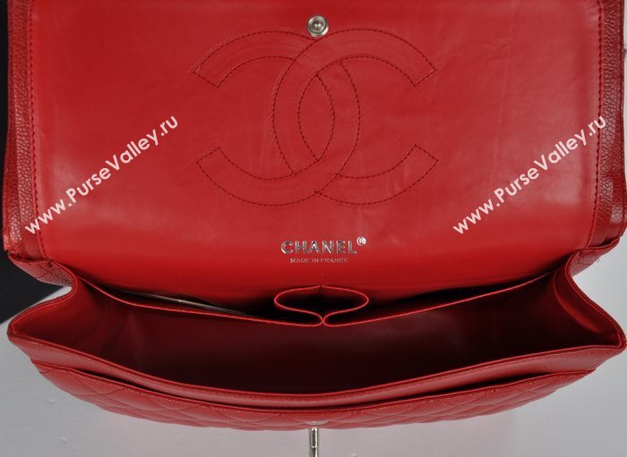 Chanel A36097 large caviar lambskin classic flap handbag red bag 5727