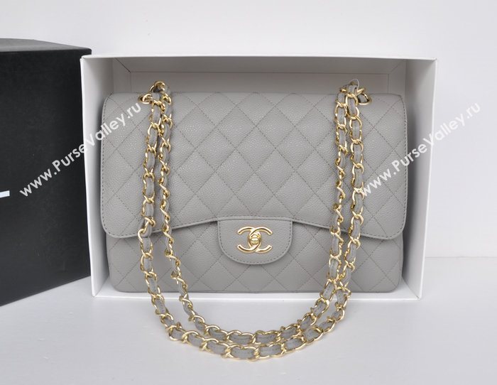 Chanel A36097 large caviar lambskin classic flap handbag gray bag 5728