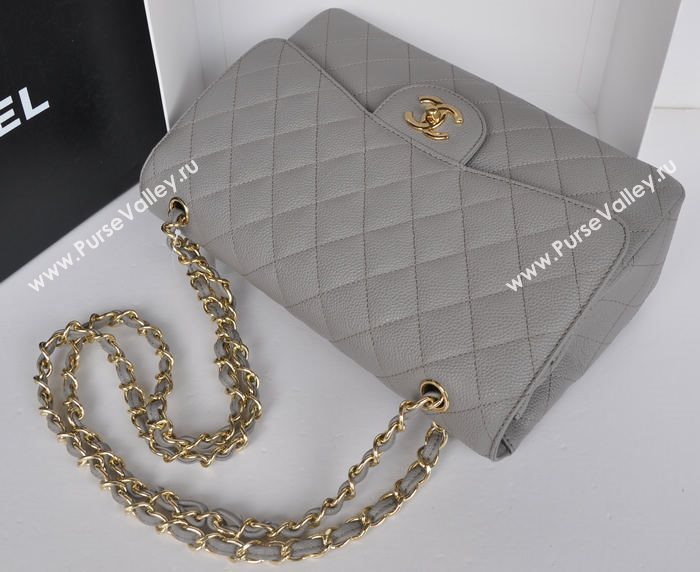 Chanel A36097 large caviar lambskin classic flap handbag gray bag 5728
