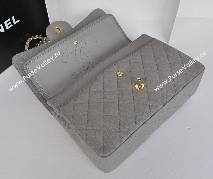 Chanel A36097 large caviar lambskin classic flap handbag gray bag 5728