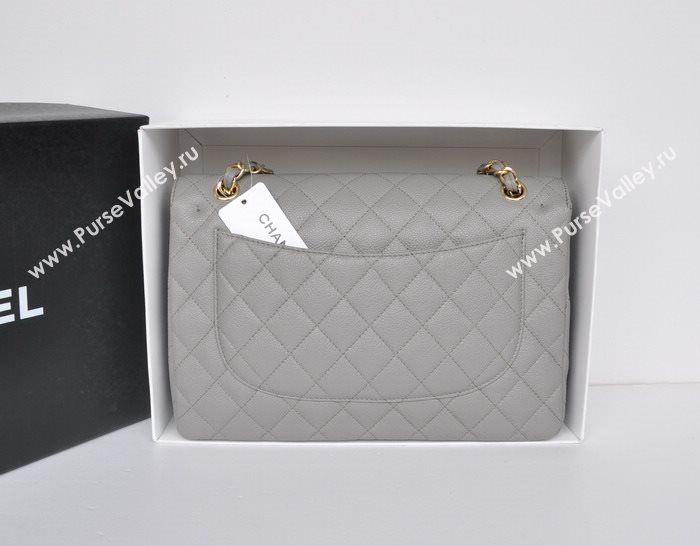 Chanel A36097 large caviar lambskin classic flap handbag gray bag 5728