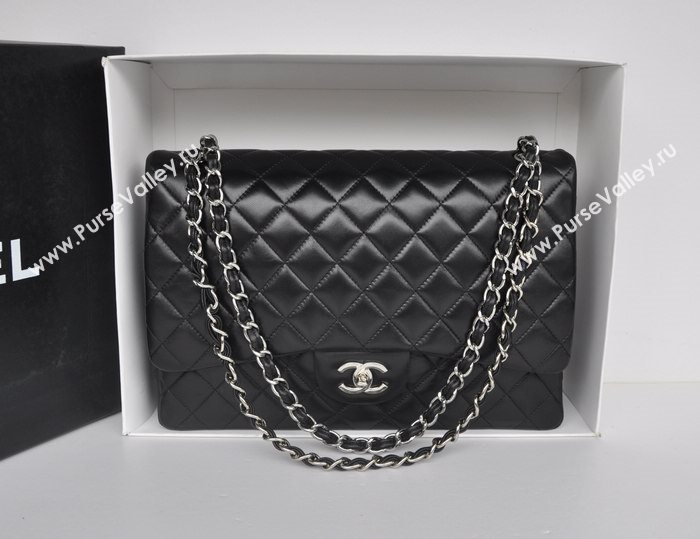 Chanel A36098 maxi lambskin classic flap handbag black bag 5729