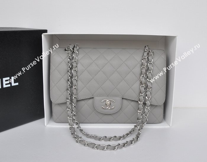 Chanel A36097 large caviar lambskin classic flap handbag gray bag 5730
