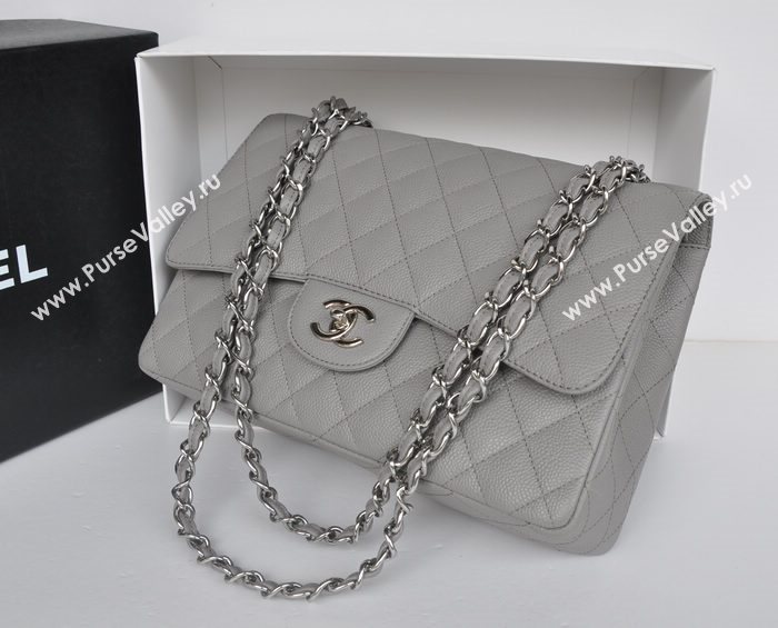 Chanel A36097 large caviar lambskin classic flap handbag gray bag 5730