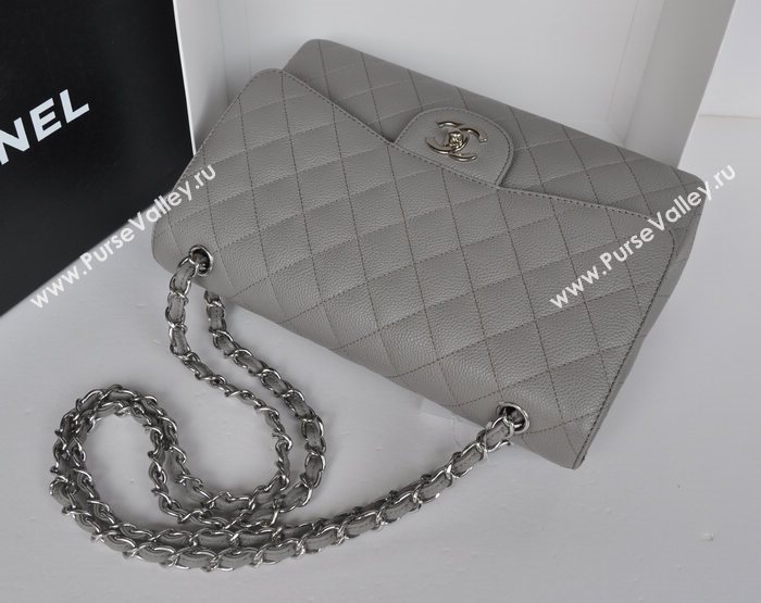 Chanel A36097 large caviar lambskin classic flap handbag gray bag 5730