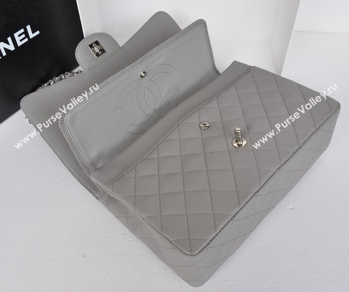 Chanel A36097 large caviar lambskin classic flap handbag gray bag 5730