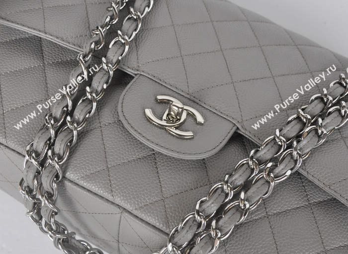 Chanel A36097 large caviar lambskin classic flap handbag gray bag 5730