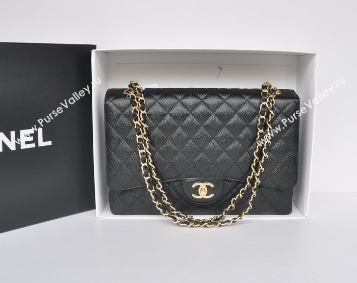 Chanel A36098 maxi caviar lambskin classic flap handbag gray bag 5731
