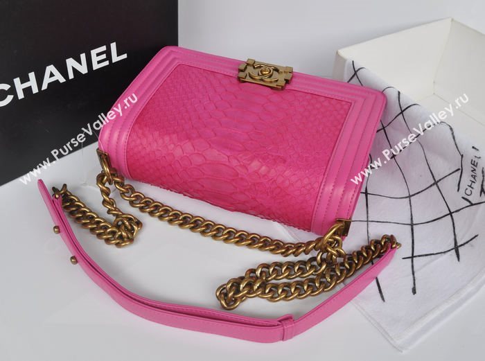 Chanel A66095 python leather medium le boy handbag red bag 5732