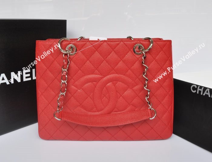 Chanel A36092 caviar lambskin gst shopping handbag red bag 5733