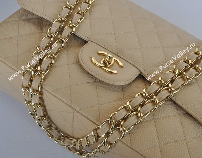 Chanel A36097 large caviar lambskin classic flap handbag apricot bag 5735