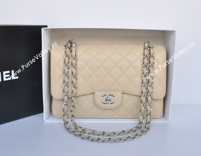 Chanel A36097 large caviar lambskin classic flap handbag apricot bag 5736