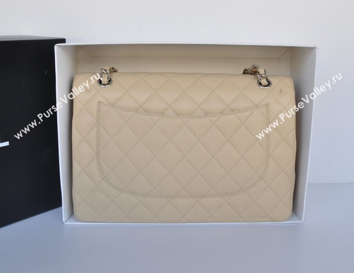 Chanel A36097 large caviar lambskin classic flap handbag apricot bag 5736