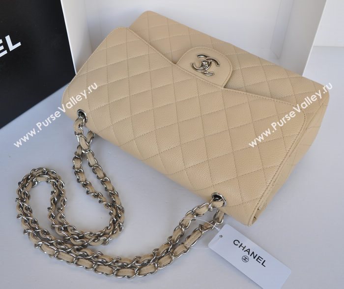 Chanel A36097 large caviar lambskin classic flap handbag apricot bag 5736