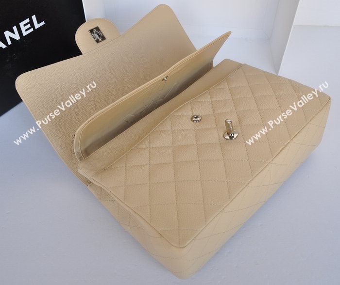 Chanel A36097 large caviar lambskin classic flap handbag apricot bag 5736