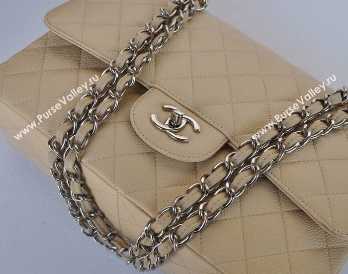 Chanel A36097 large caviar lambskin classic flap handbag apricot bag 5736