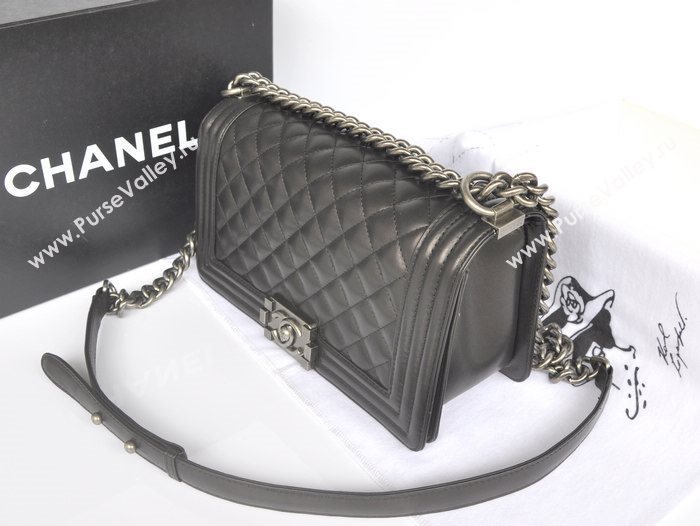 Chanel A67086 lambskin medium le boy handbag black bag 5737